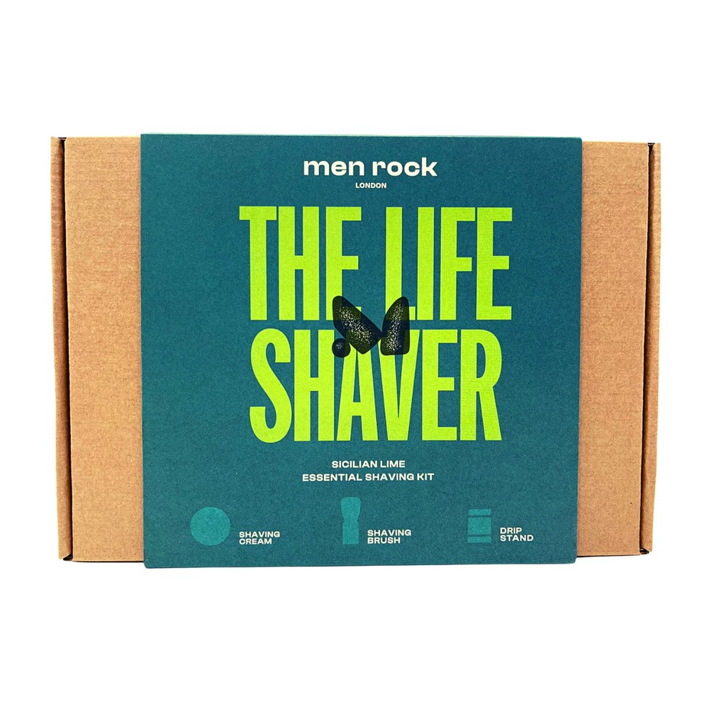 MenRock The Life Shaver Sicilian Lime zestaw krem do golenia 100ml + pędzel do golenia + stojak na pędzel