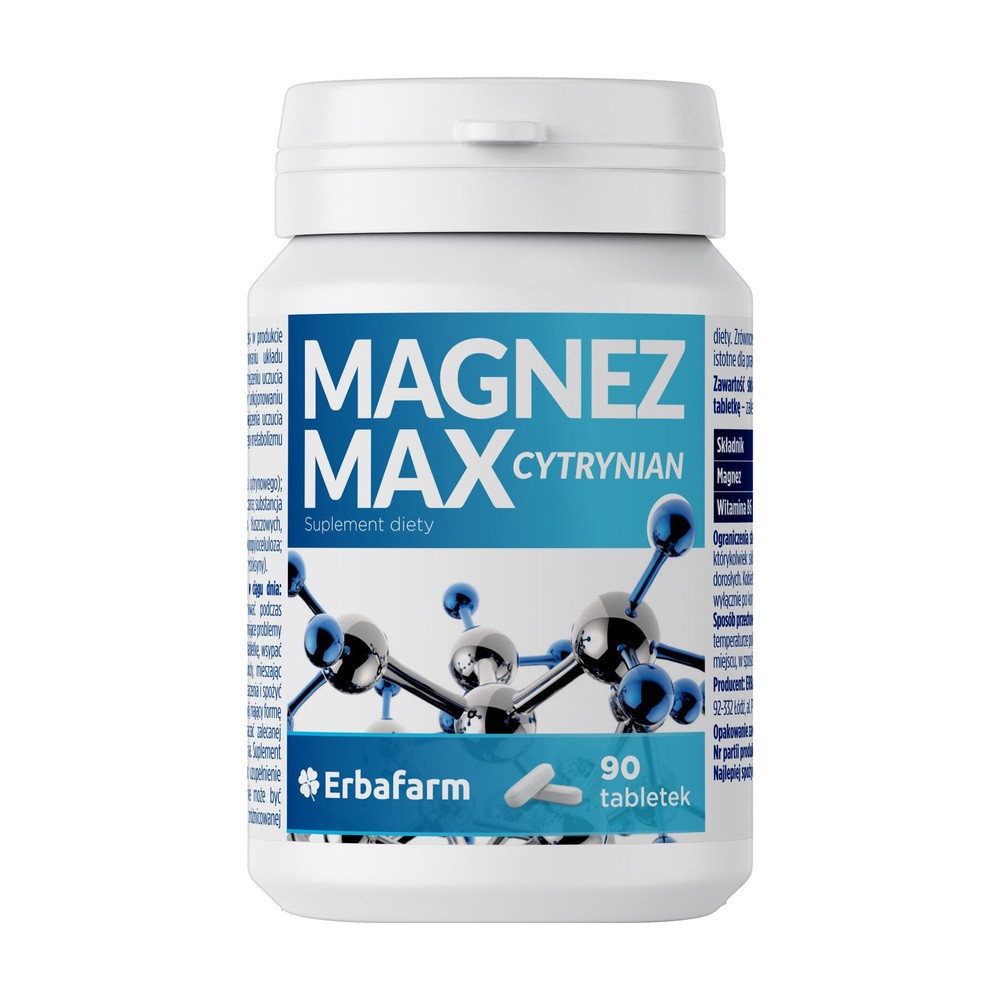 Erbafarm Magnez Max Cytrynian, Suplement diety, 90 tabletek