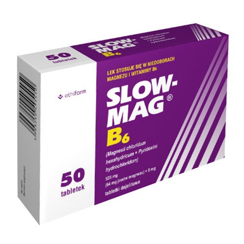Slow-Mag B6, 50 tabletek dojelitowych