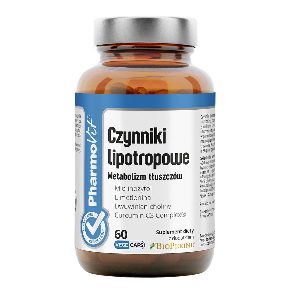 PharmoVit, czynniki lipotropowe, metabolizm tłuszczów, 60 kapsułek