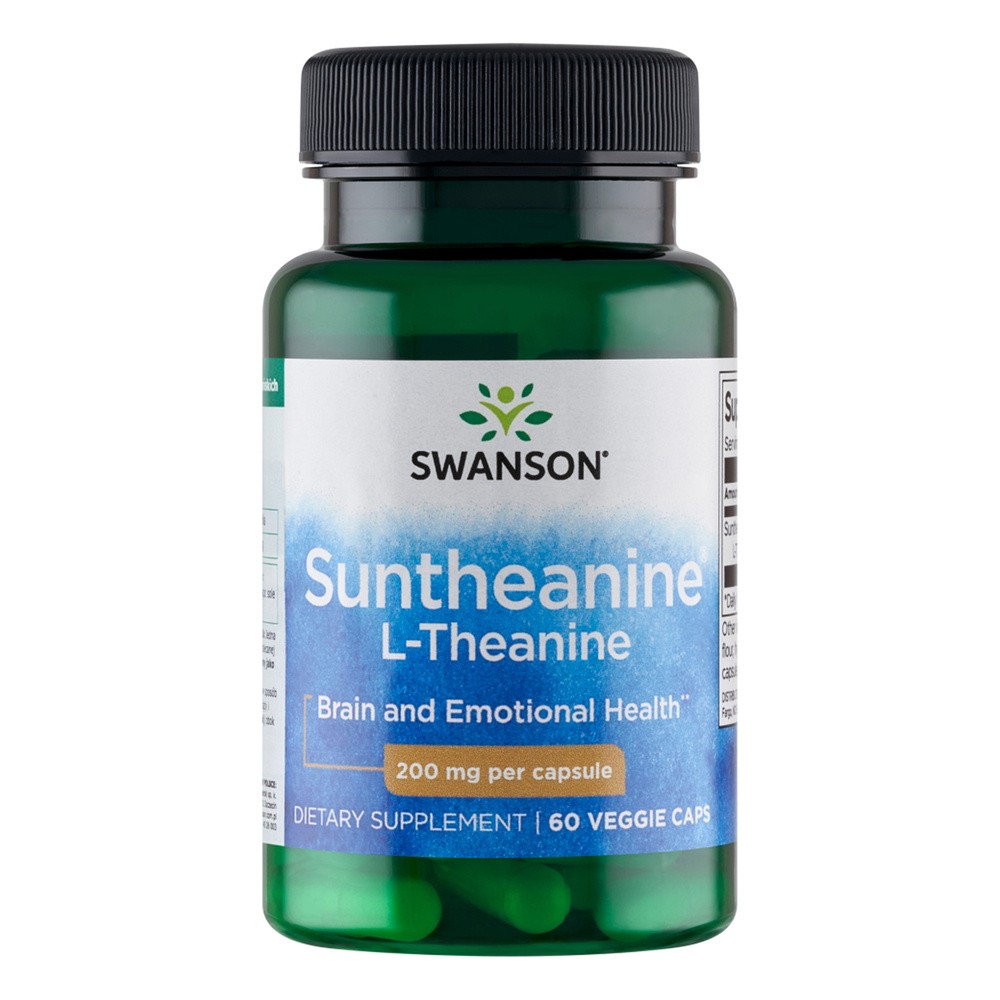 Swanson Suntheanine L-Theanine, L-teanina 200 mg, 60 kapsułek wegetariańskich