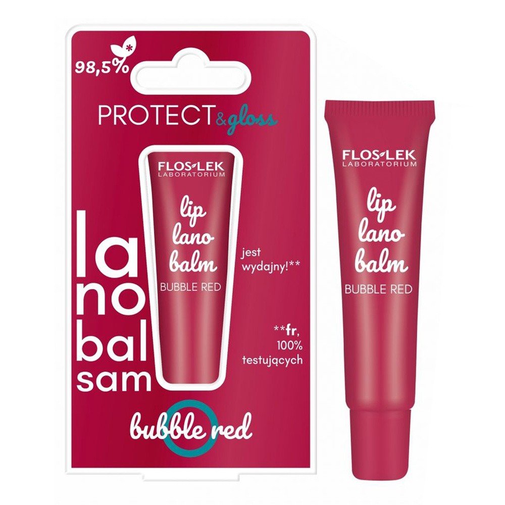 Flos-Lek Lip Care, lanobalsam do ust, bubble red, 12 g