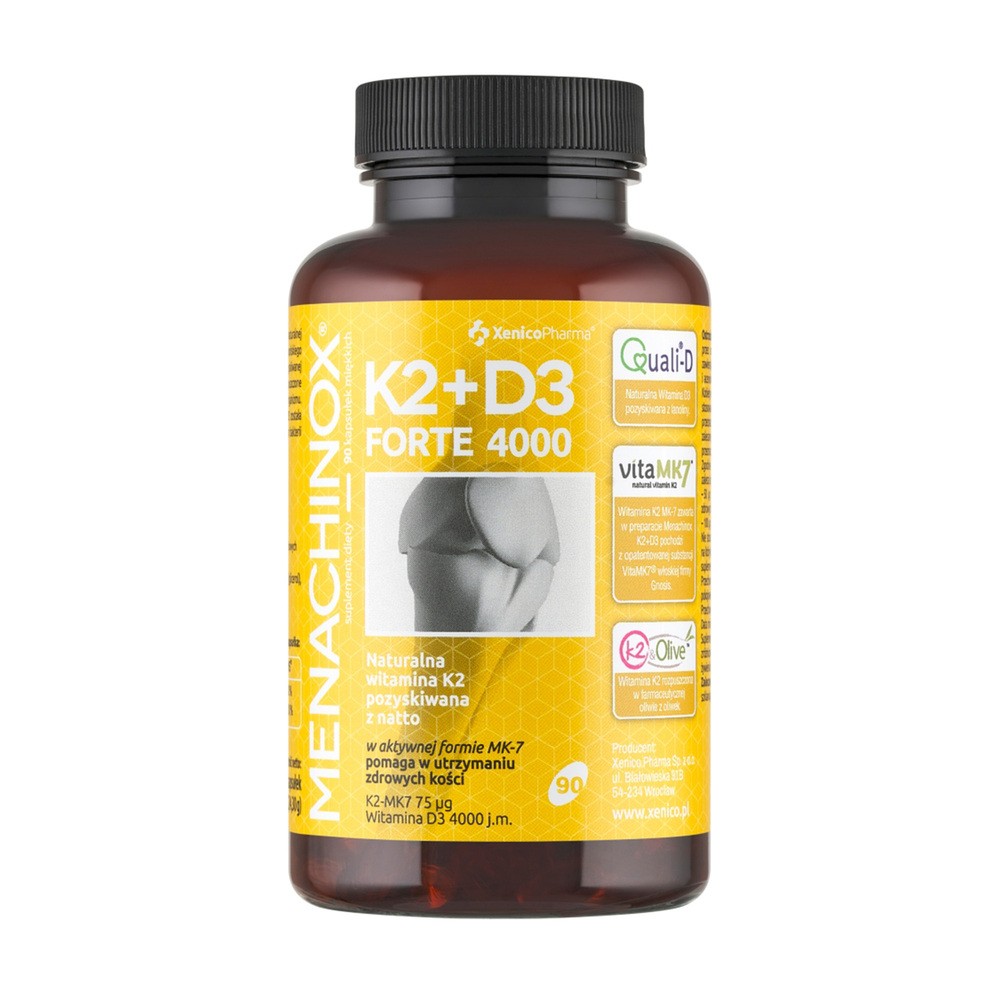 Menachinox K2+D3 Forte 4000 90 kapsułek [KUP 2 produkty XENICO - OTRZYMASZ witaminę D 2000 120kaps.]