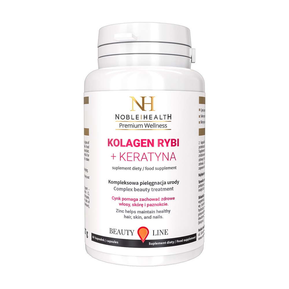 Noble Health Kolagen Rybi + Keratyna, 60 kapsułek