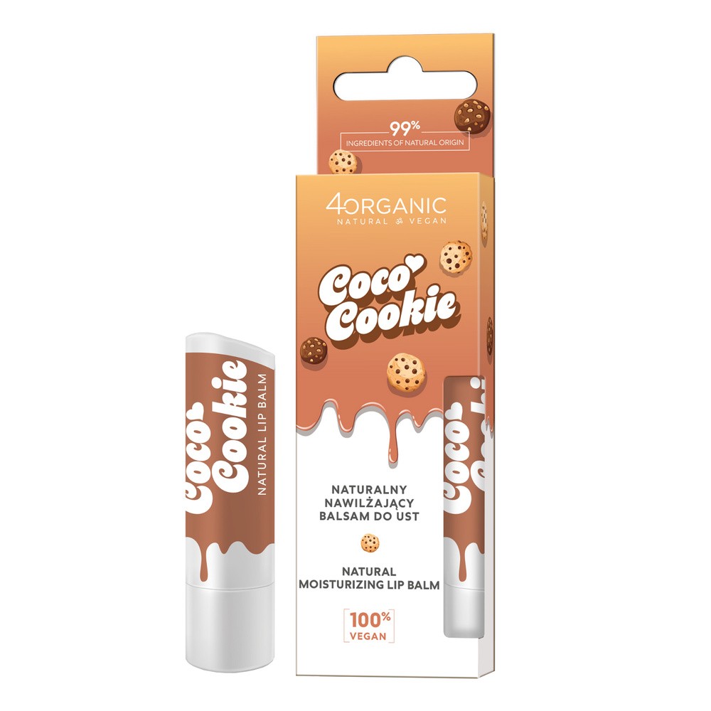 4organic Naturalny Nawilżający Balsam do Ust Coco Cookie