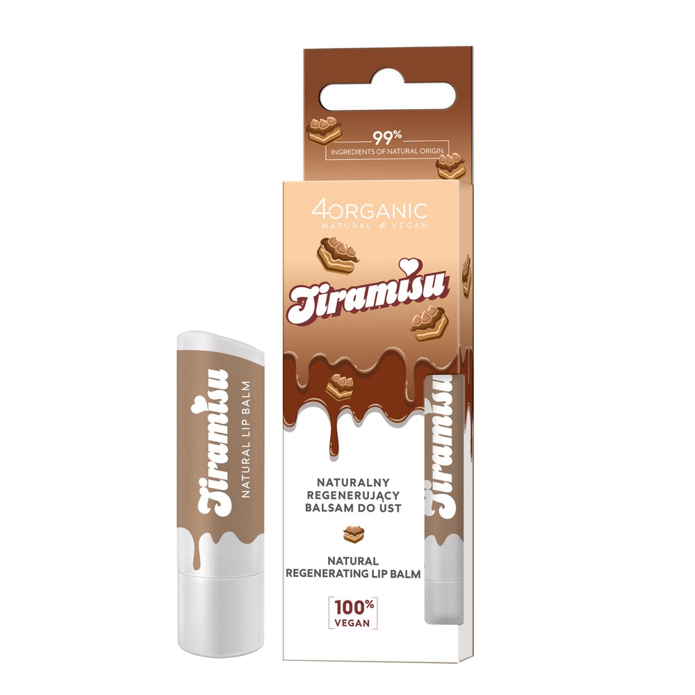4organic Naturalny Regenerujący Balsam do Ust Tiramisu