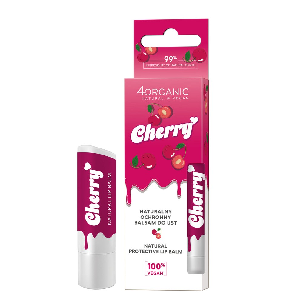4organic Naturalny Ochronny Balsam do Ust Cherry