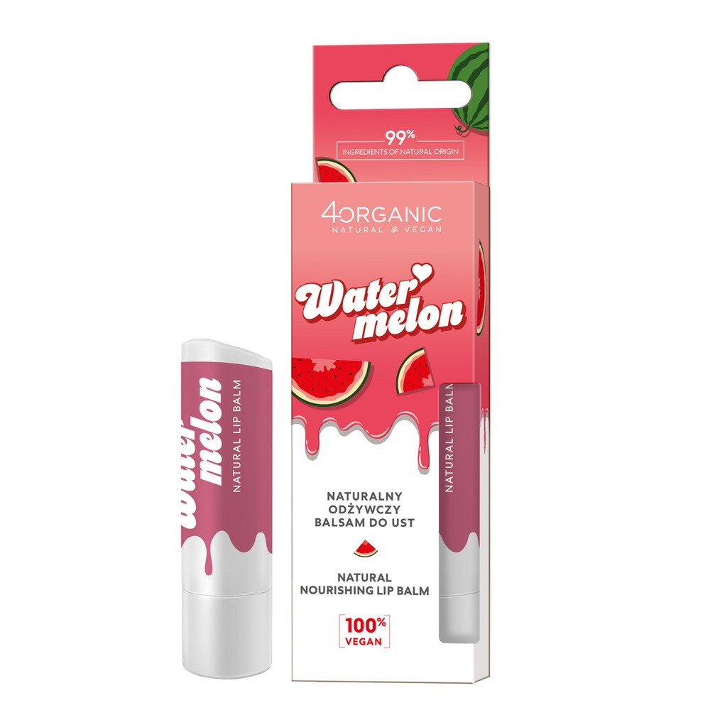 4organic Naturalny Odżywczy Balsam do Ust Watermelon