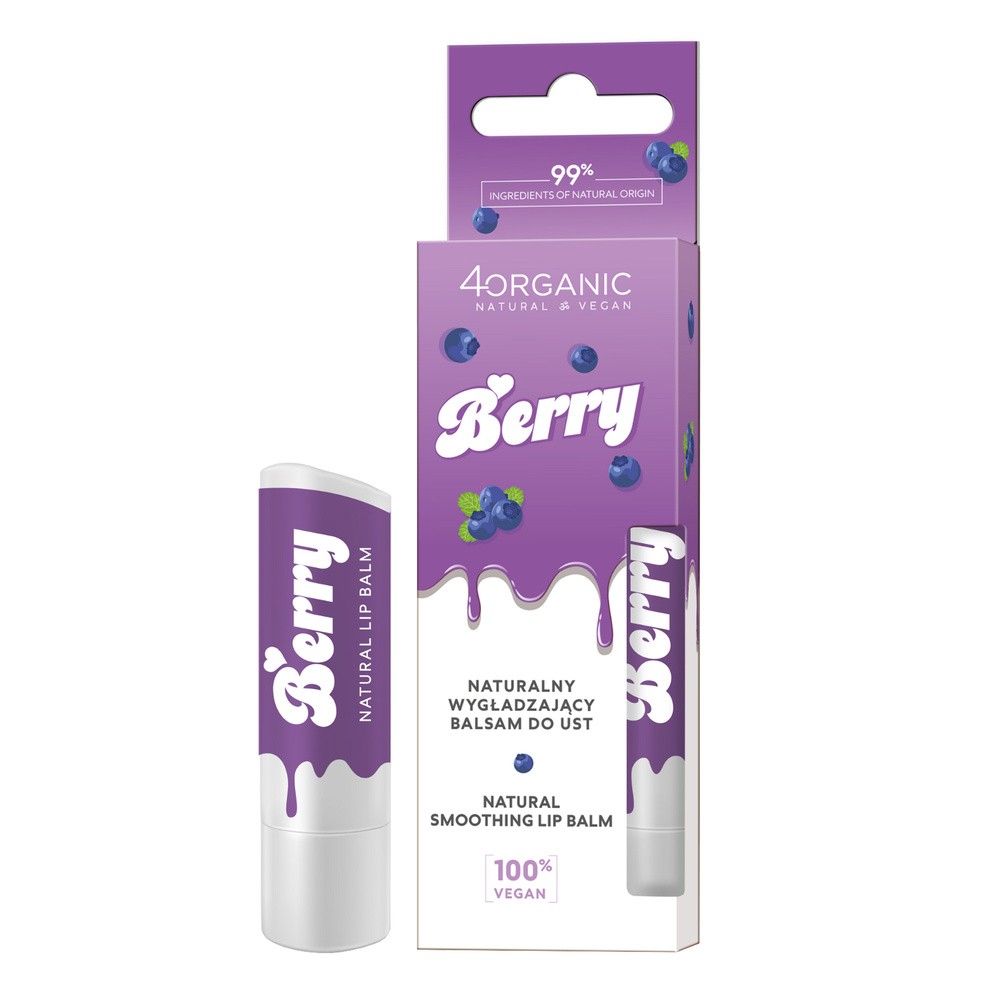 4organic Naturalny Wygładzający Balsam do Ust Berry