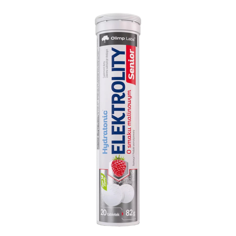 Olimp Hydratonic Elektrolity Senior, smak malinowy, 20 tabletek musujących