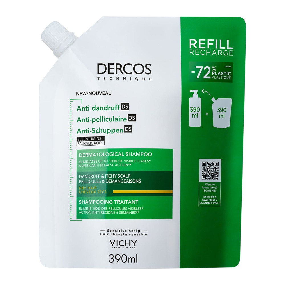 Vichy Dercos DS Szampon przeciwłupieżowy do włosów suchych, Refill