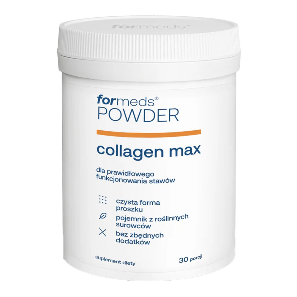 ForMeds Powder Collagen MAX kolagen, witaminy C, D i K i kwas hialuronowy, 30 porcji