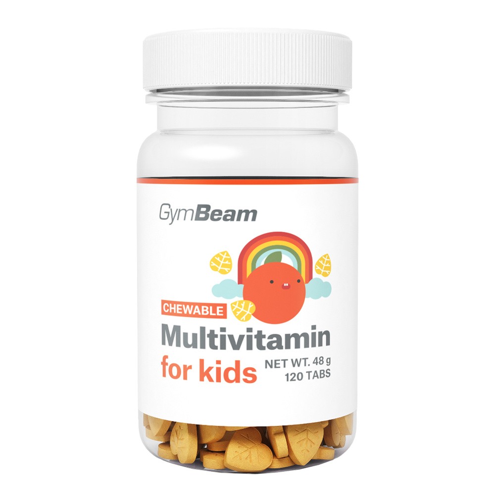 GymBeam Multivitamin for Kids wzmocnienie odporności dziecka smak Orange 120 tabletek