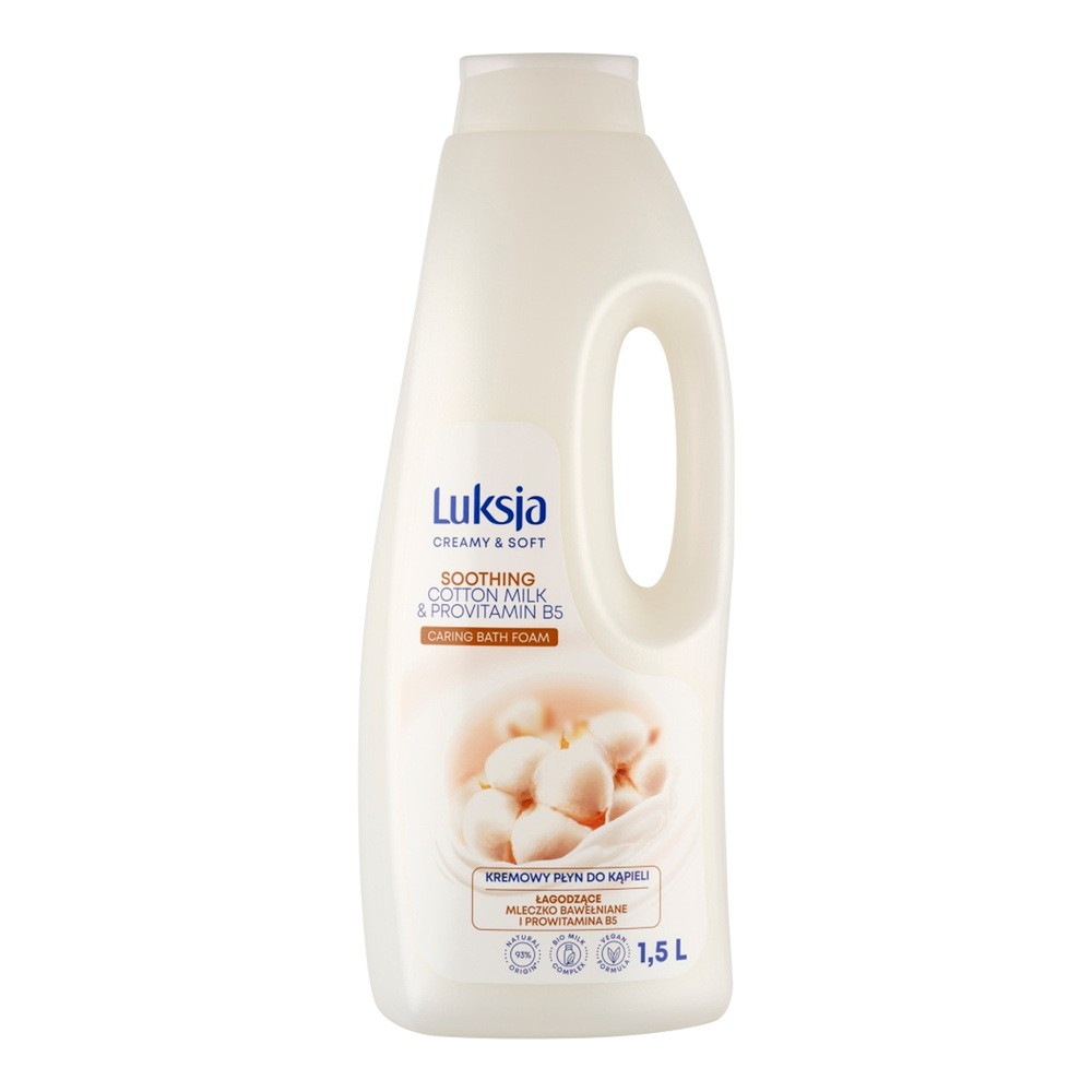 Kremowy płyn do kąpieli z mleczkiem bawełnianym i prowitaminą B5 Luksja 1500 ml