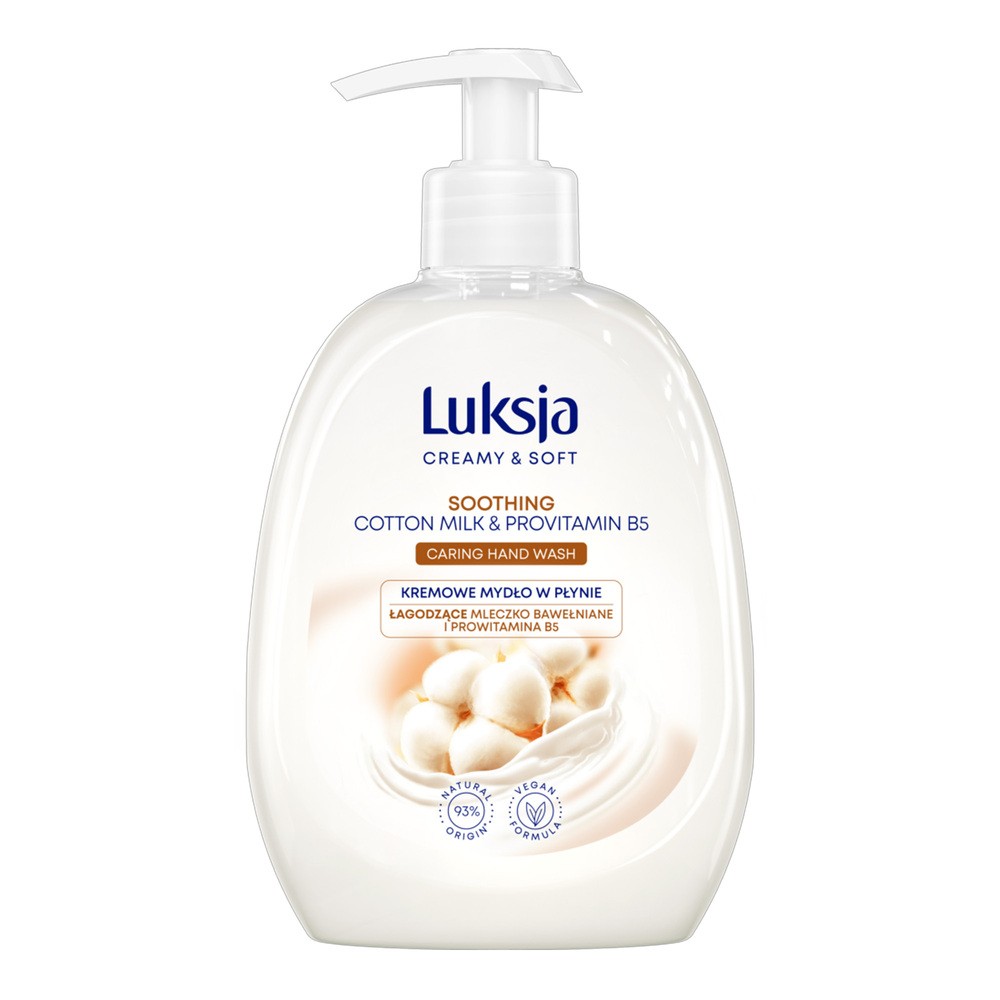 LUKSJA Creamy & Soft Kremowe mydło w płynie Mleczko bawełniane i prowitamina B5, 500ml