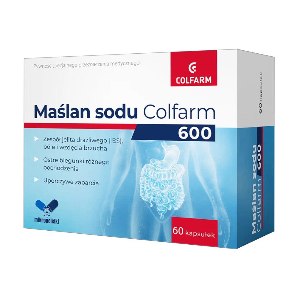 Colfarm Maślan Sodu 600 mg, 60 kapsułek