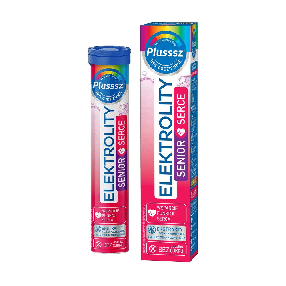 Plusssz Elektrolity Senior Serce, bez dodatku cukru, 24 tabletki musujące