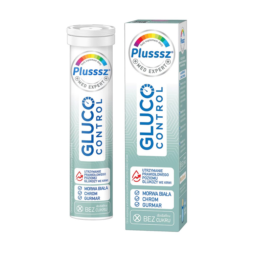 Plusssz Gluco Control, smak bergamotka-trawa cytrynowa, 20 tabletek musujących