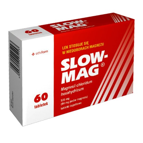 Slow-Mag 535 mg (64 mg jonów magnezu), 60 tabletek dojelitowych