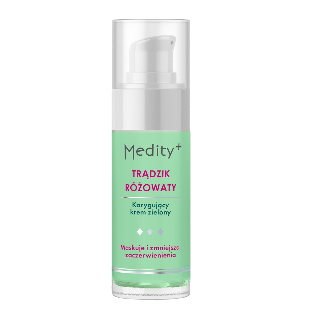 MEDITY+ TRĄDZIK RÓŻOWATY Korygujący krem zielony do twarzy, 30ml