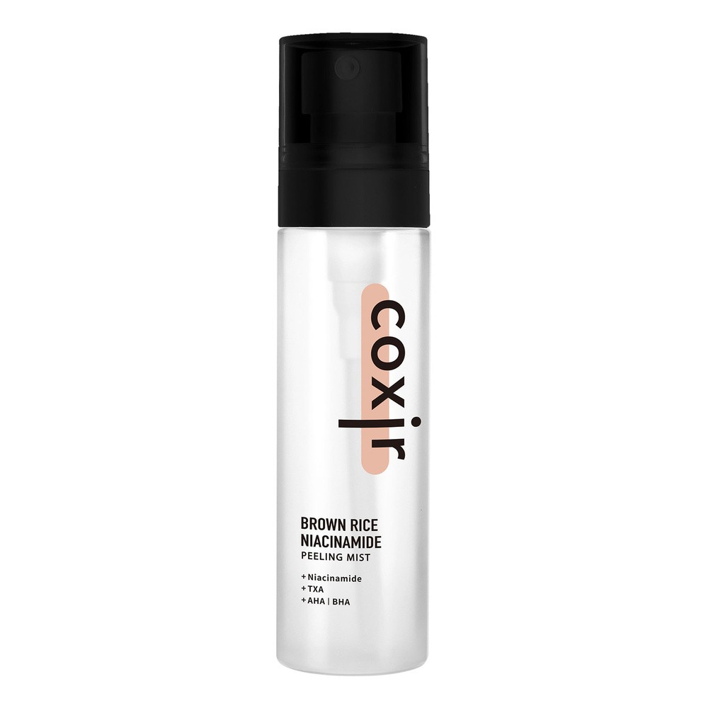 COXIR RICE LINE Nawilżająca mgiełka peelingująca z niacynamidem i brązowym ryżem 80ml