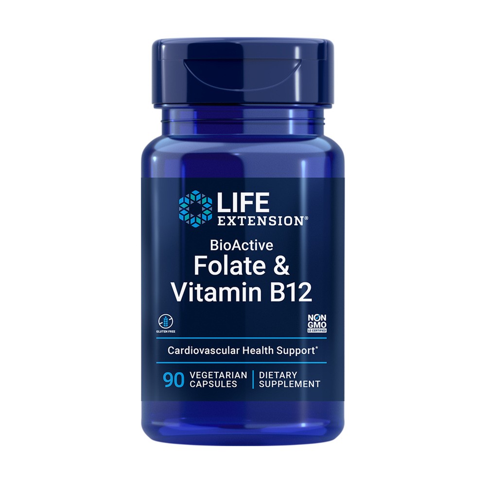 Life Extension BioActive Folate & Vitamin B12 (90 kaps) Life Extension AC00-603CE