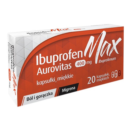 Ibuprofen Max Aurovitas 400 mg, kapsułki miękkie, 20 sztuk
