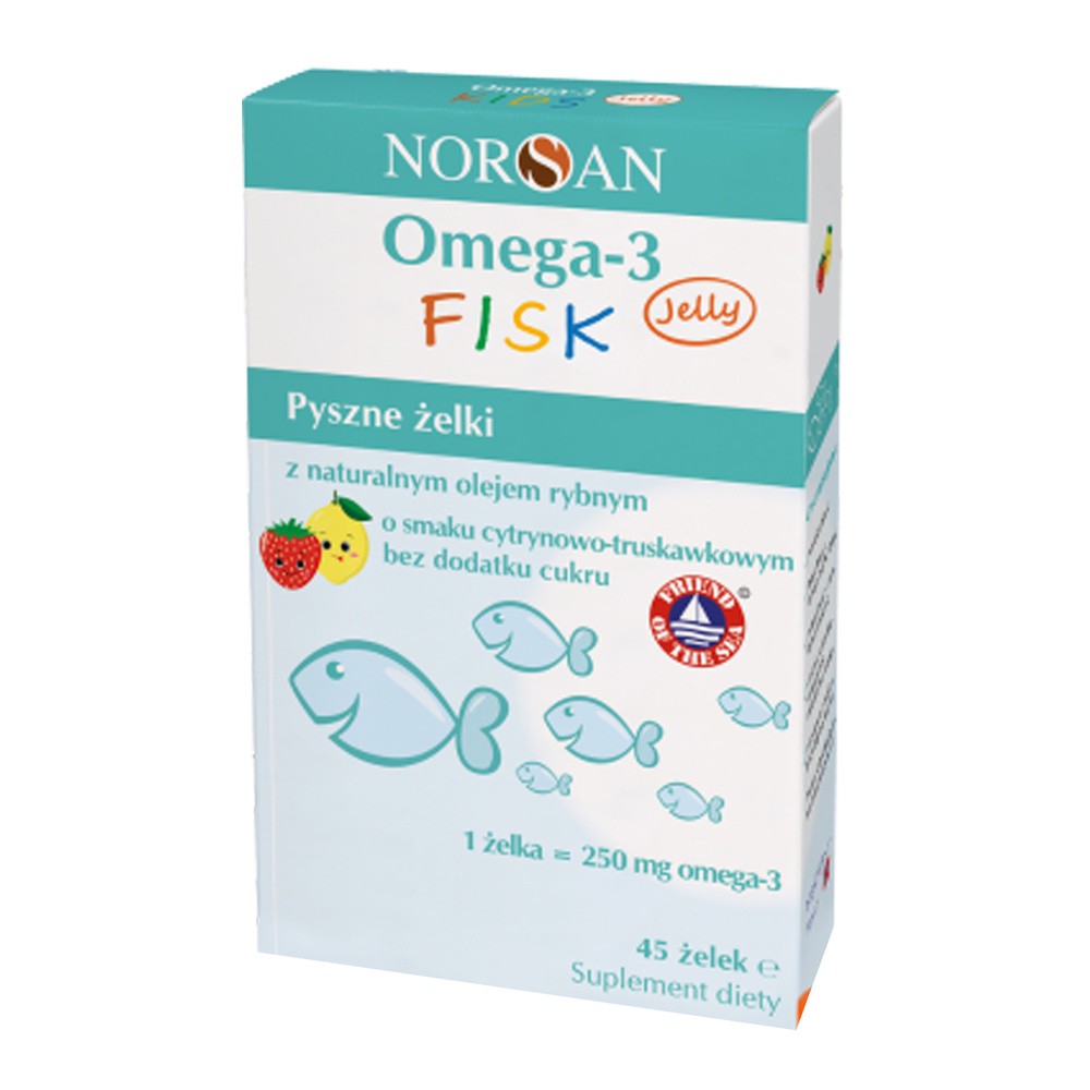 Suplement diety Norsan Omega 3 FISK 45 szt Cytrynowo-truskawkowy (4260698151248)
