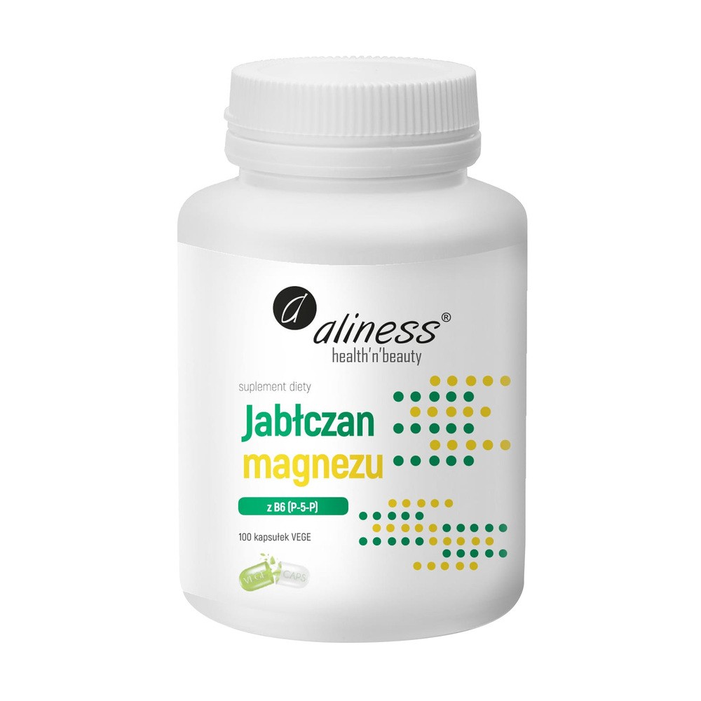 Jabłczan magnezu 100 mg z B6 (P-5-P) Aliness - 100 kaps. VEGE