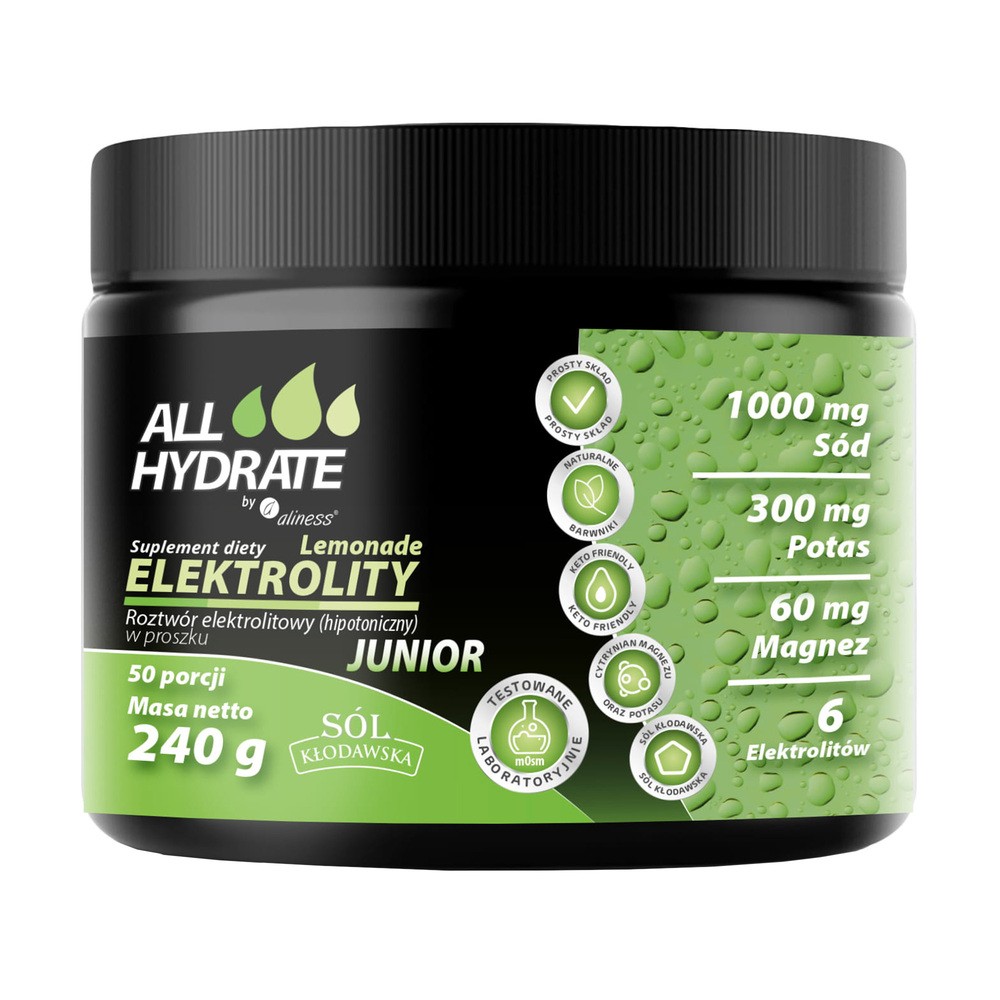 ALLHydrate Elektrolity Junior, smak lemoniady, 240 g