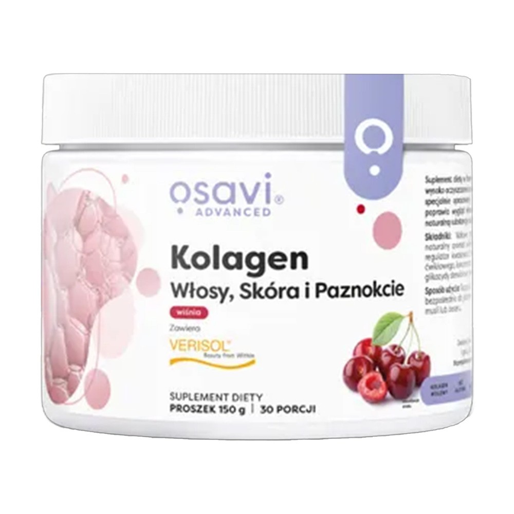 Osavi Kolagen Włosy, Skóra i Paznokcie, proszek, smak wiśniowy, 150 g