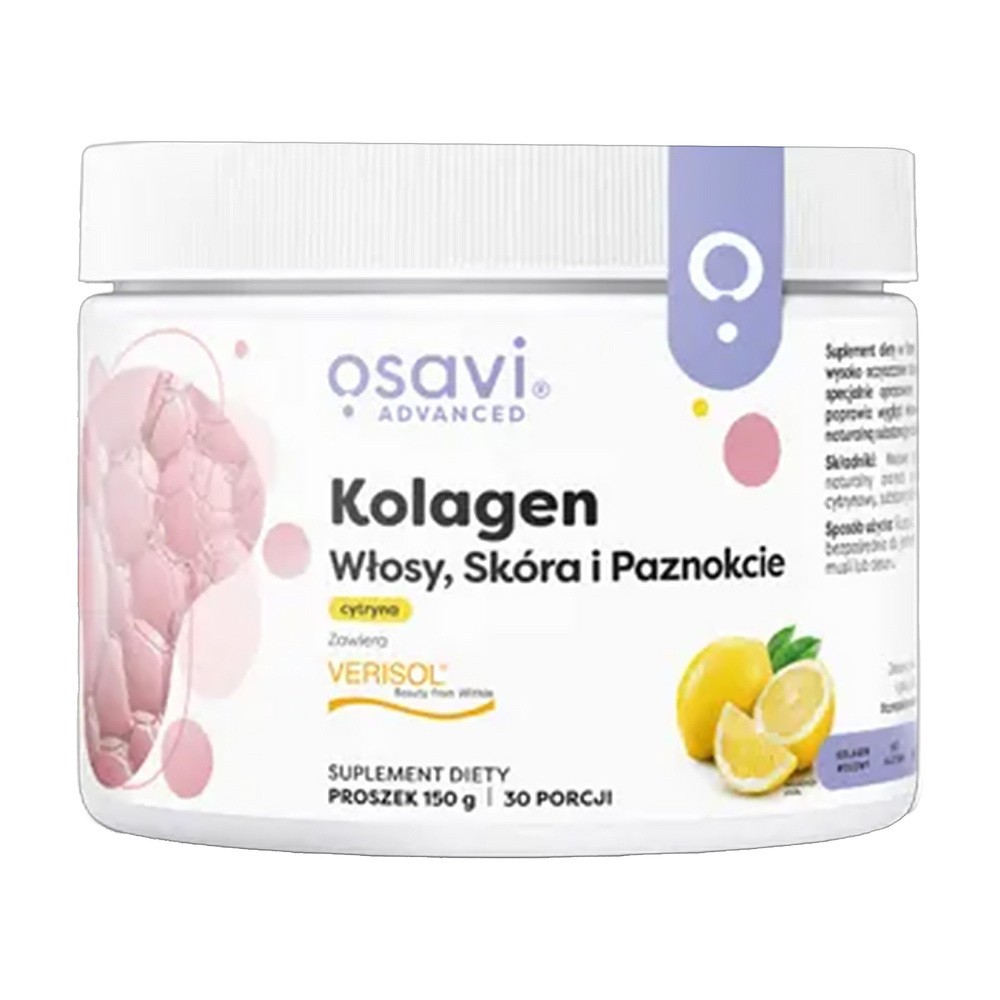 Osavi Kolagen Włosy, Skóra i Paznokcie, proszek, smak cytrynowy, 150 g