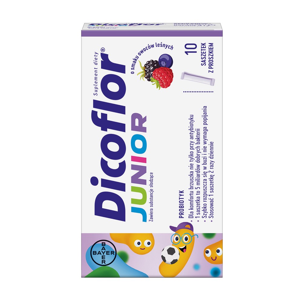 Dicoflor Junior o smaku owoców leśnych, saszetki, 10 sztuk
