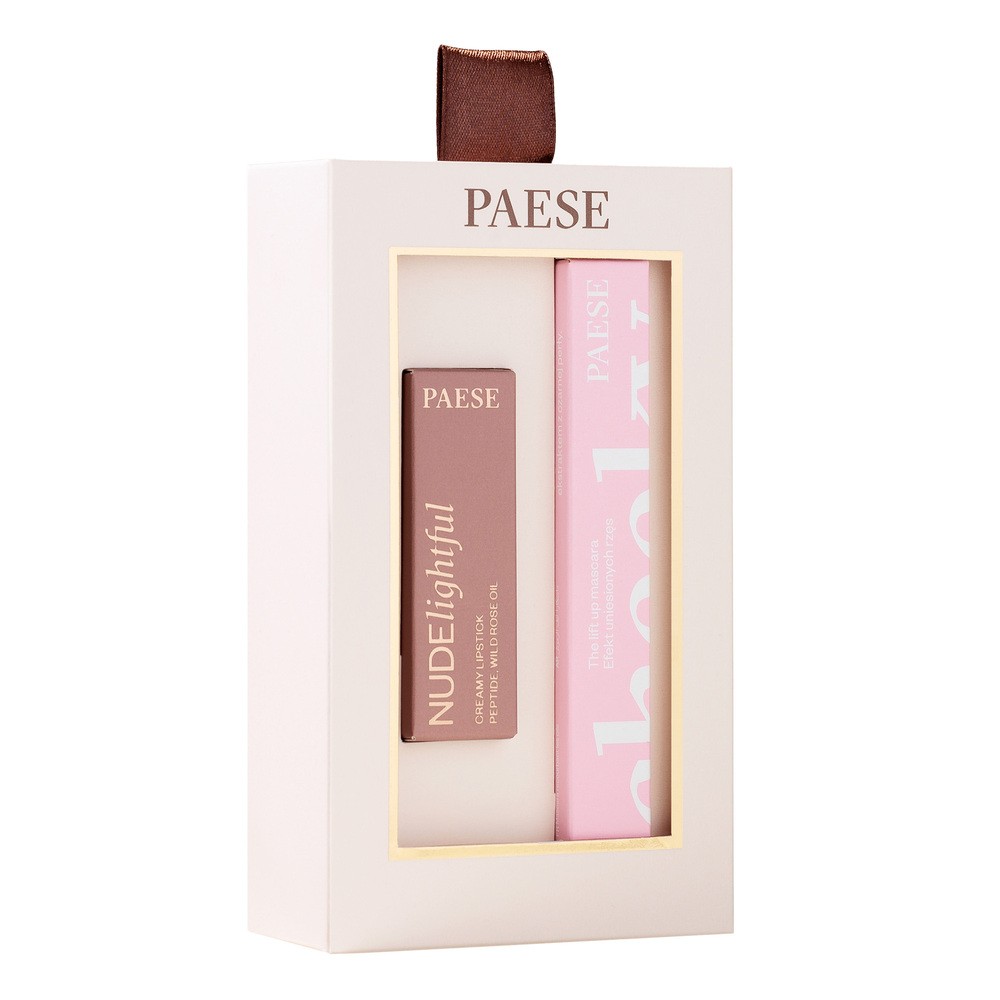 Paese Zestaw prezentowy: Maskara Cheeky + Nudelightful Pomadka, 400 Beige Marshmallow