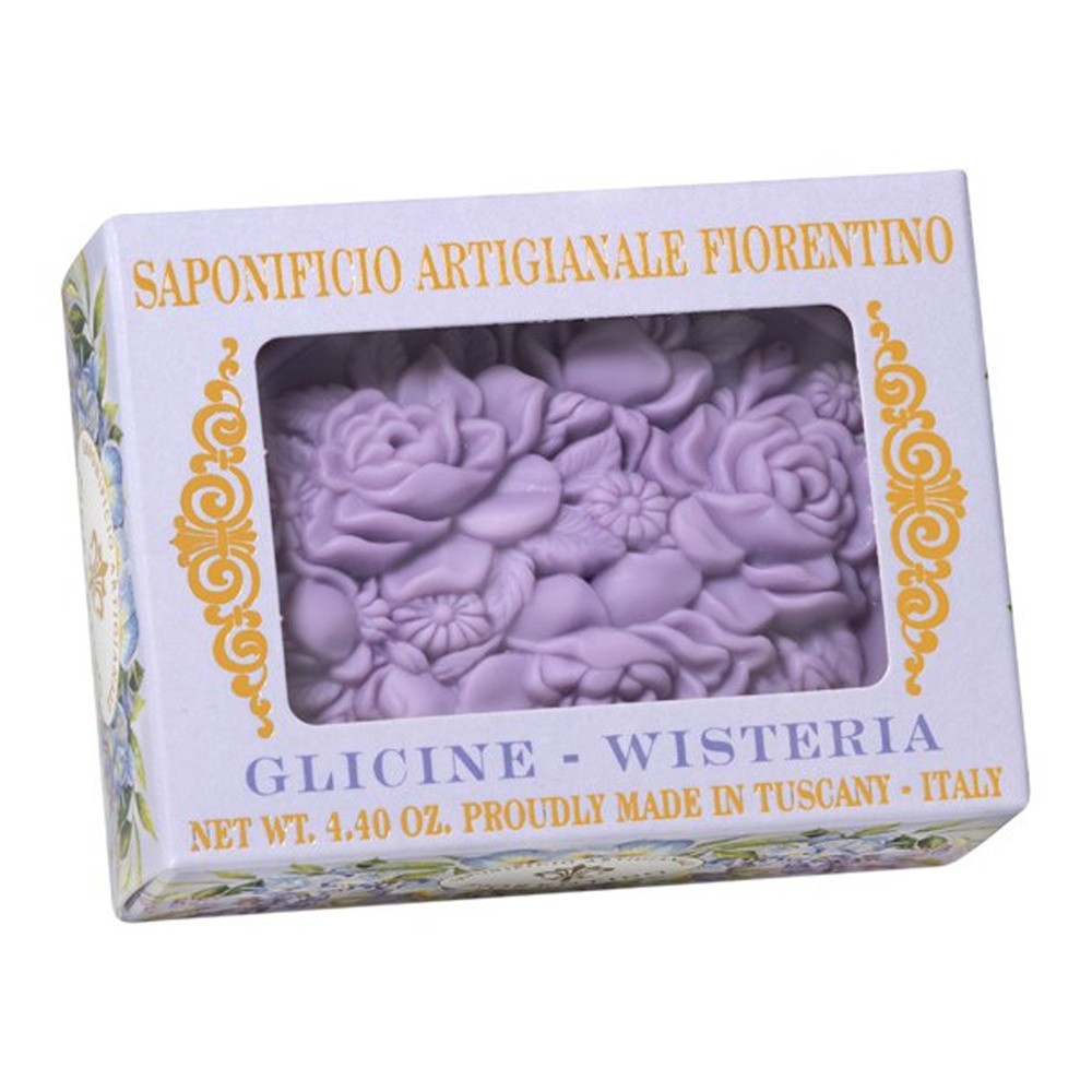 Saponificio Artigianale Fiorentino, naturalne mydło w pudełku z okienkiem, glicynia, 125 g
