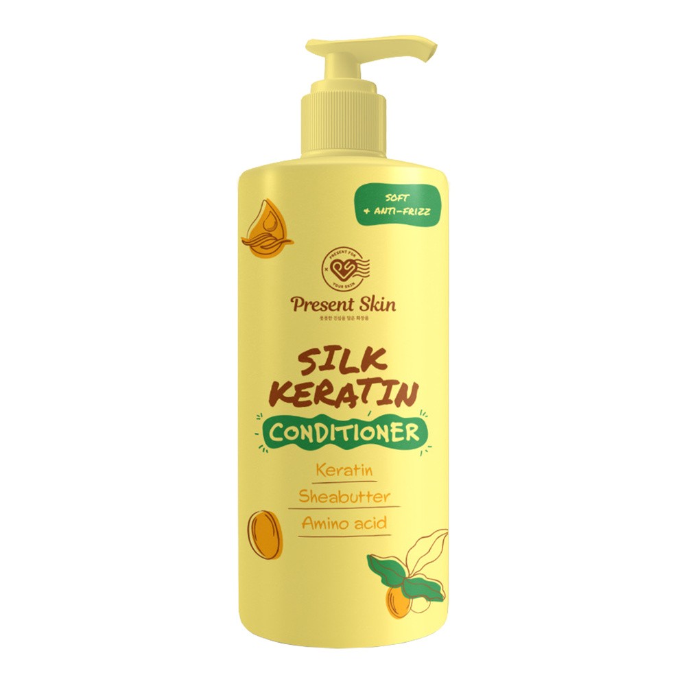 Present Skin Silk Keratin, keratynowa odzywka wygładzająca do włosów z jedwabiem, 500 ml