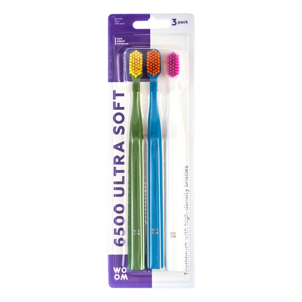 WOOM 6500 Ultra Soft Zestaw 3 ultra miękkich szczoteczek do zębów