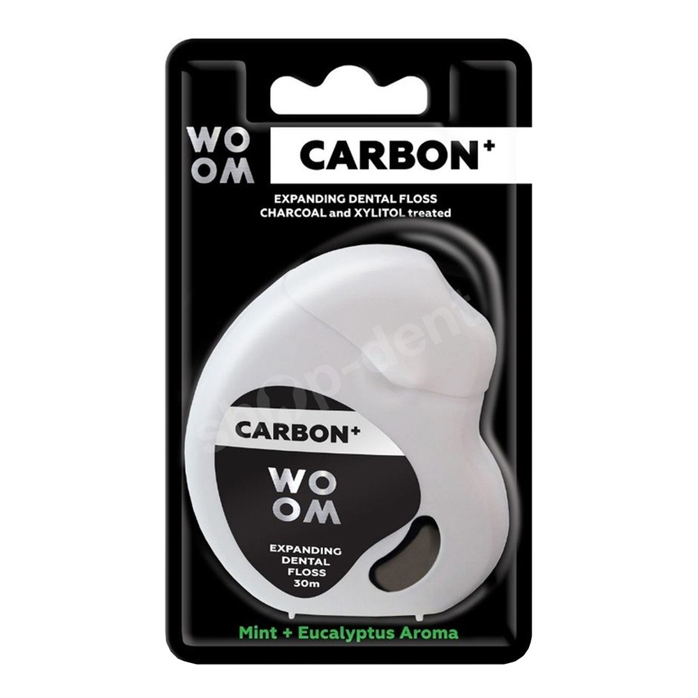WOOM WOOM CARBON+ 30m - czarna nitka dentystyczna z węglem