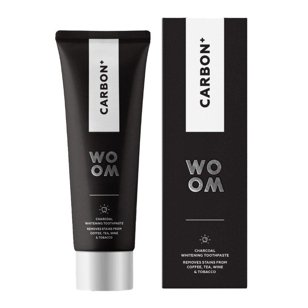 WOOM WOOM CARBON + - czarna pasta wybielająca zęby z aktywnym węglem 75ml