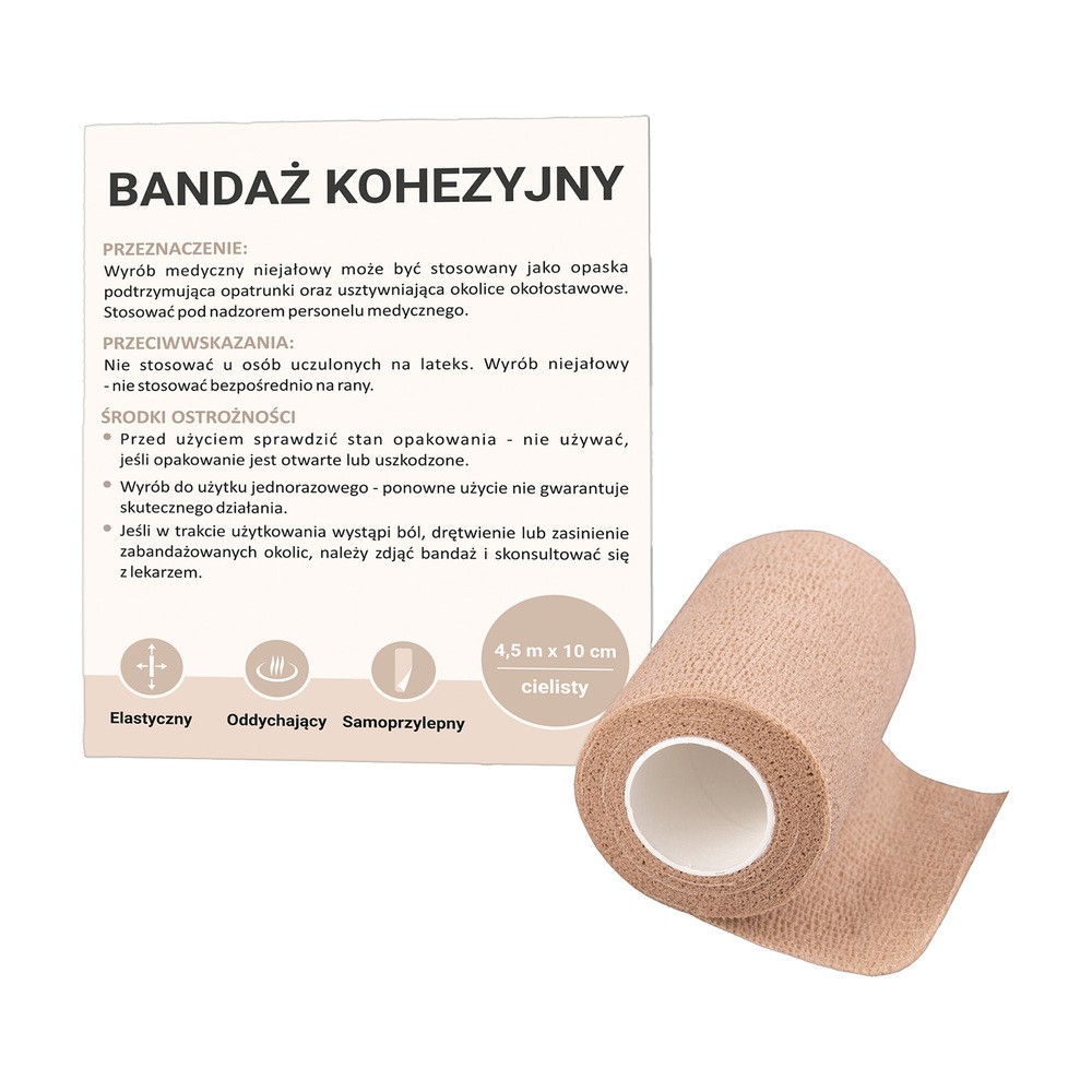 Paso, bandaż kohezyjny, 10 cm x 4,5 m, cielisty, 1 szt.