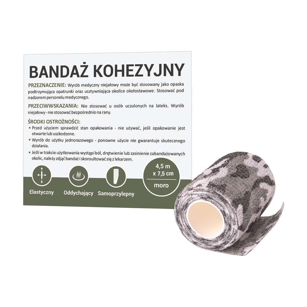 Paso TRADING Bandaż kohezyjny 4,5m x 7,5cm moro, 1 sztuka