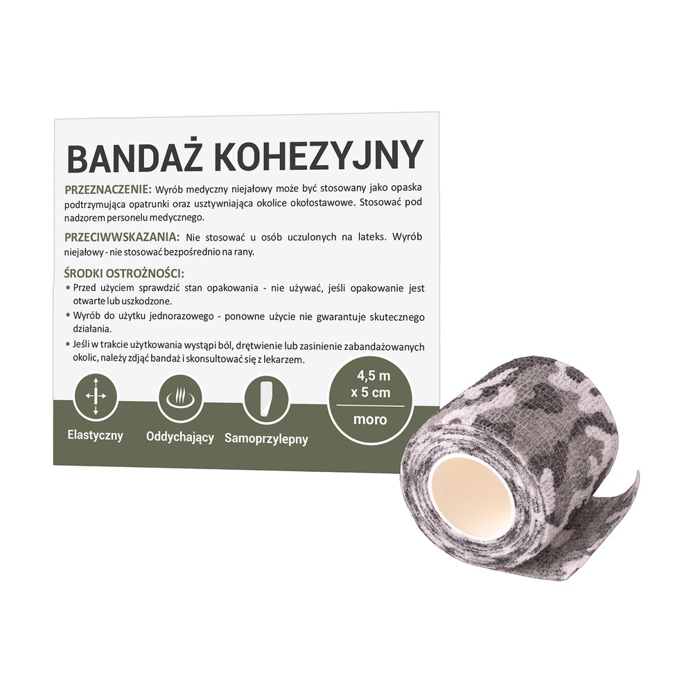 Paso TRADING Bandaż kohezyjny 4,5m x 5cm moro, 1 sztuka