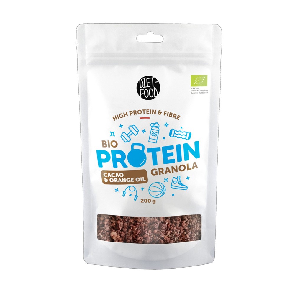 Granola proteinowa KAKAO I OLEJEK POMARAŃCZOWY BIO 200 g Diet Food