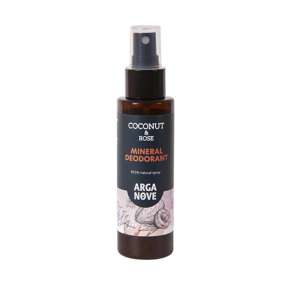 Arganove, dezodorant mineralny, kokos i róża, spray, 100 ml