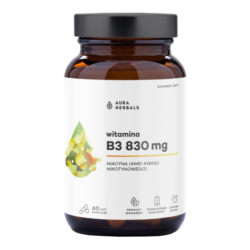 Aura Herbals Witamina B3 830mg Suplement Diety 60 Kapsułek