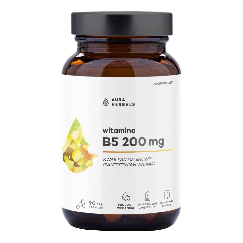 Aura Herbals Witamina B5 200mg Suplement Diety 90 Kapsułek