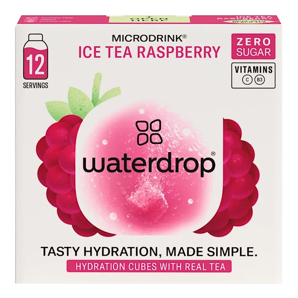 Waterdrop Microdrink Kostka musująca czarna herbata malina 25,2 g (12 x 2,1 g)