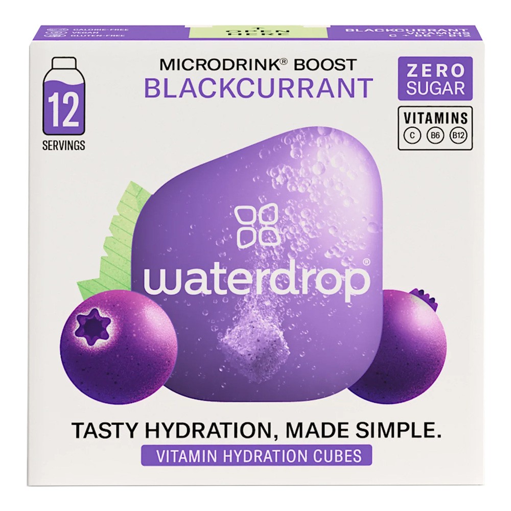 Waterdrop Microdrink Boost, witaminowa kostka nawadniająca, blackcurrant & elderberry, 12 sztuk