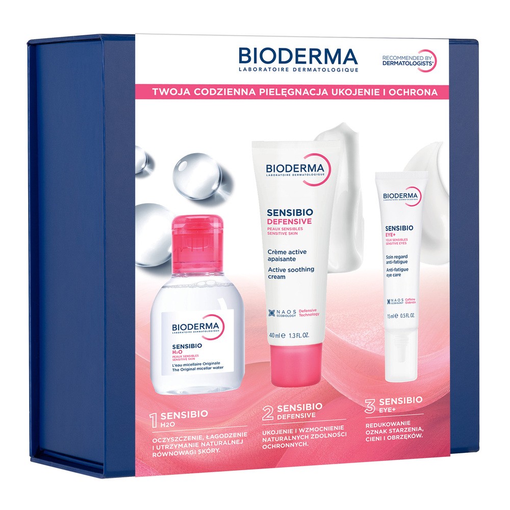 Bioderma zestaw Sensibio: Krem Defensive 40ml + Krem pod oczy 15ml + Woda micelarna 100ml