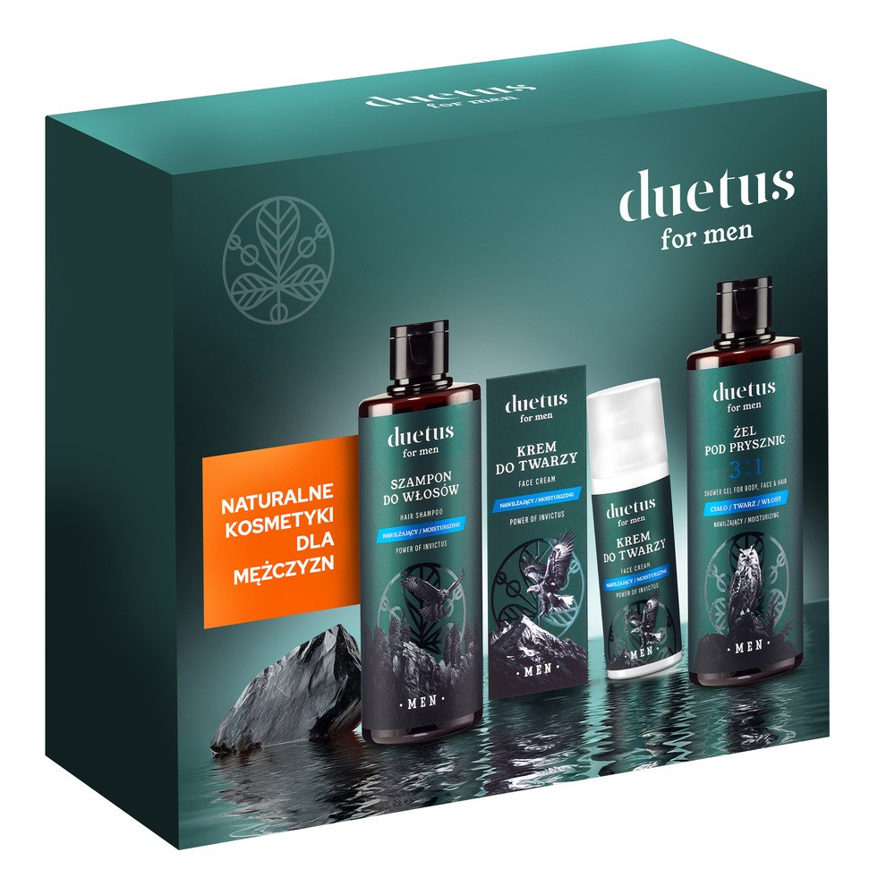 Zestaw Duetus For Men Power Of Invictus, żel pod prysznic, 300 ml + szampon do włosów, 300 ml + krem do twarzy, 50 ml